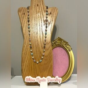 SOLD Estate glass bead gold tone long necklace